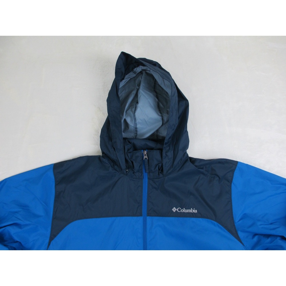Columbia Jacket Mens Extra Large Blue Full Zip Hooded‎ Windbreaker Lightweight* - Picture 3 of 11